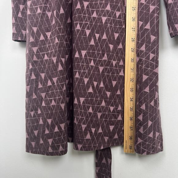 Toad&Co Size L Cue Wrap Dress Huckleberry Line Print Organic Cotton Blend V-Neck - Picture 6 of 11